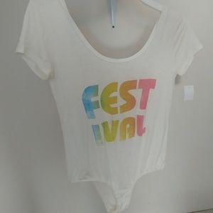 NWOT🌴Project Social T Low Back Festival Bodysuit